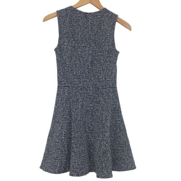 Theory Tillora Tweed Skater Dress Sleeveless A-Line Mini Navy White Women’s Sz 2 - Picture 7 of 12